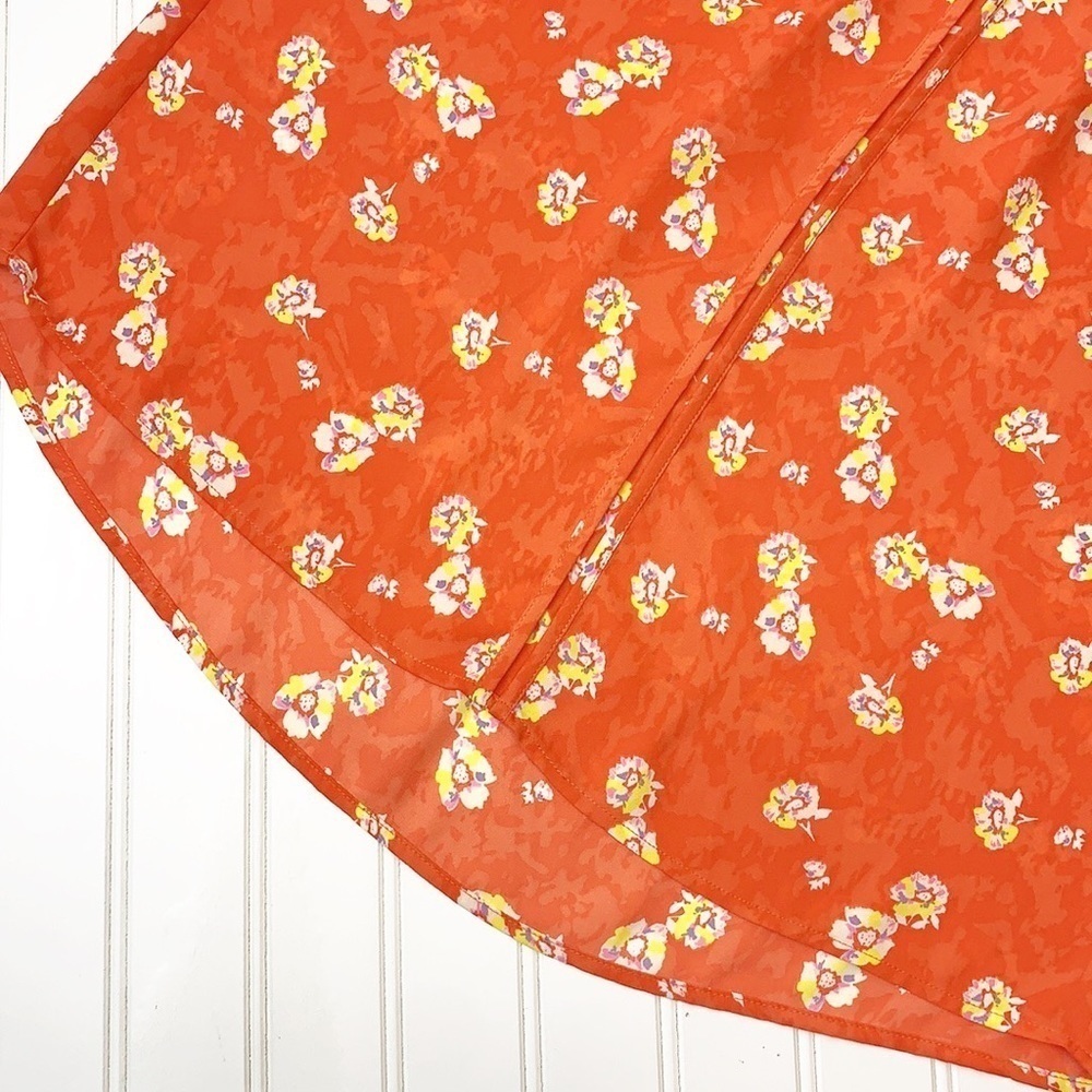 Cabi #5550 orange floral sleeveless V neck top EUC S - Picture 5 of 9